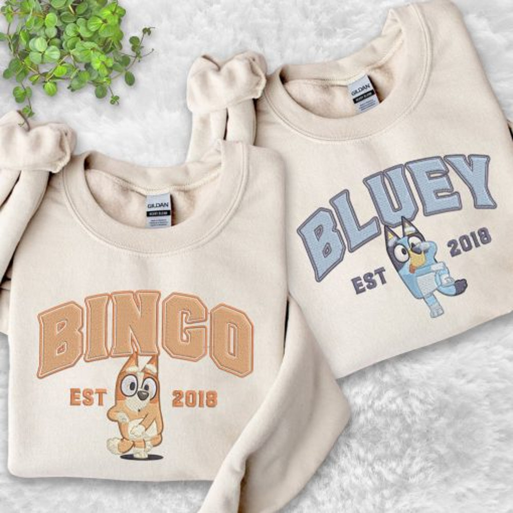 Bingo And Bluey Cartoon Embroidered Sweatshirt1.jpg