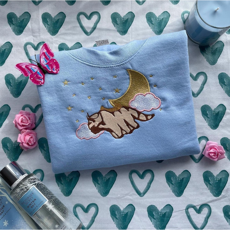 Sky Bison embroidered sweatshirt, Bison custom design sweatshirt, yip yip sweatshirt, Hoodie, Anime sweatshirt, atla, bend, air1.jpg