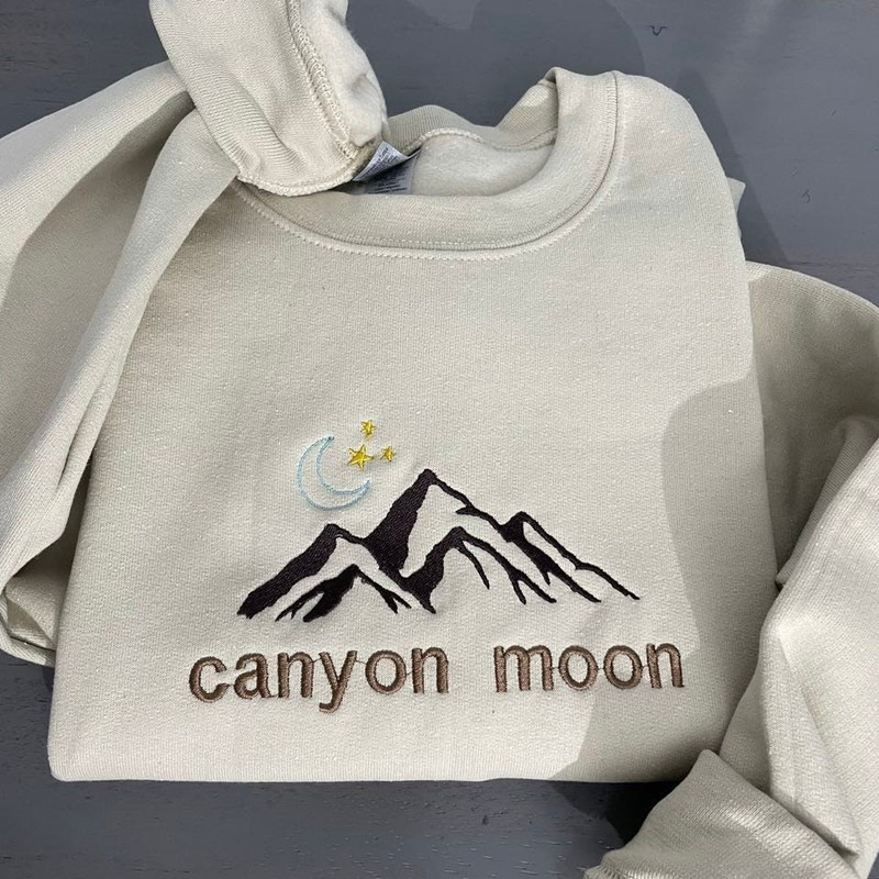 Canyon Moon Embroidered Sweatshirt, Canyon Sweatshirts, Custom Embroidery Crewneck.jpg