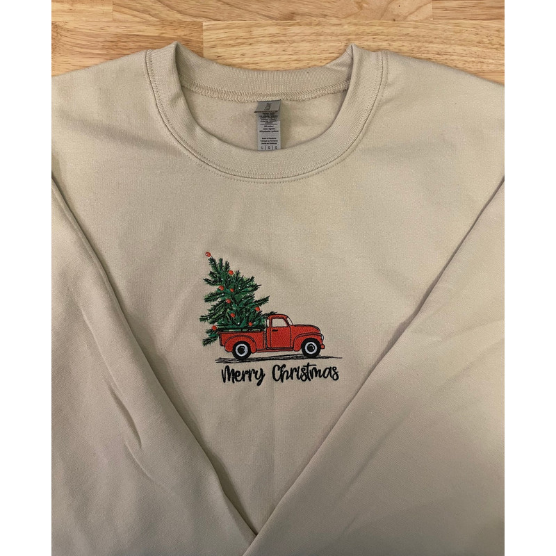 Christmas Tree Truck Embroidered Sweatshirt Inspired Crewneck Sweatshirt Christmas Xmas.jpg