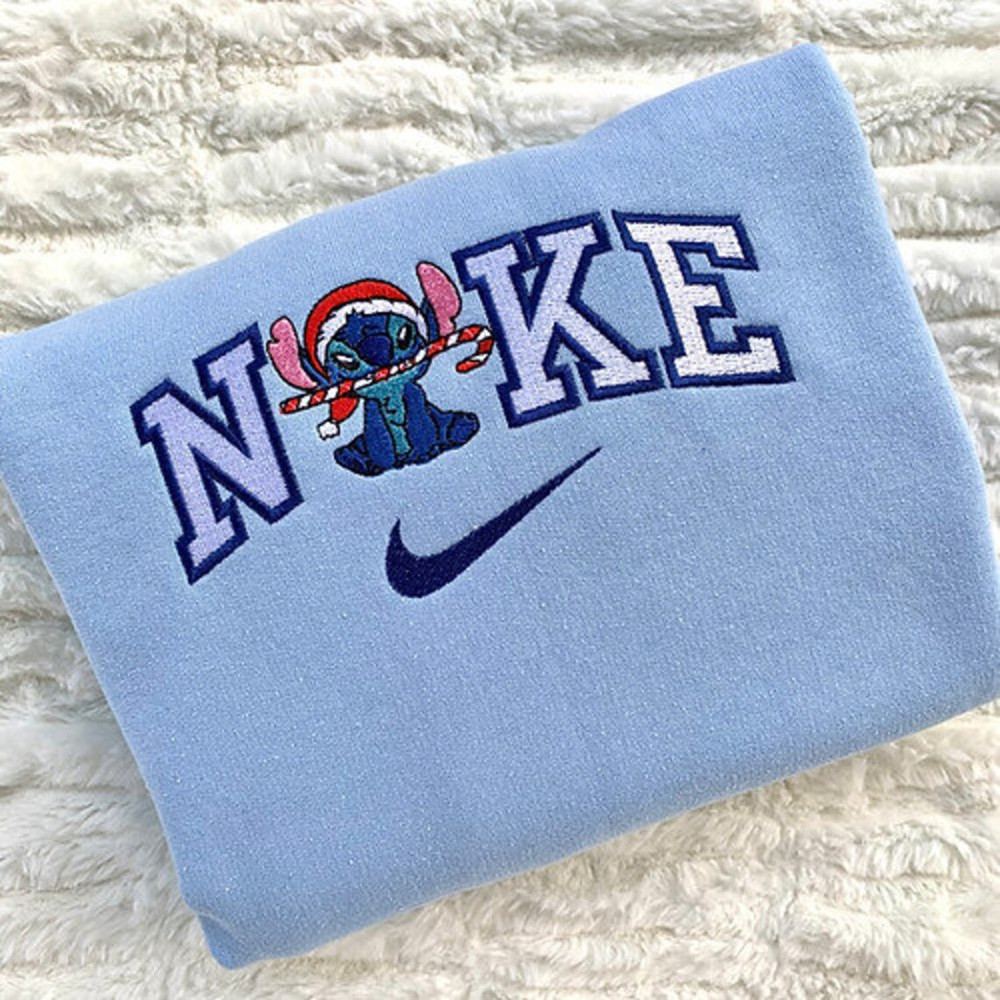 Disney Stich Blue Nike Logo Embroidered Sweatshirt Christmas Xmas.jpg