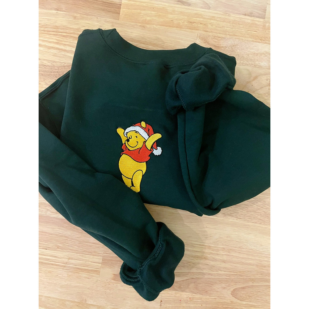 Disney Winnie The Pooh Embroidered Sweatshirt Pooh Bear Santa Hat Inspired Crewneck Sweatshirt Christmas Xmas.jpg