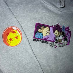 Dragonball Happy Inside Super Saiyan God Vegeta Embroidered Sweatshirt, Anime Embroider Sweatshirt, Dragonball Hoodie Em
