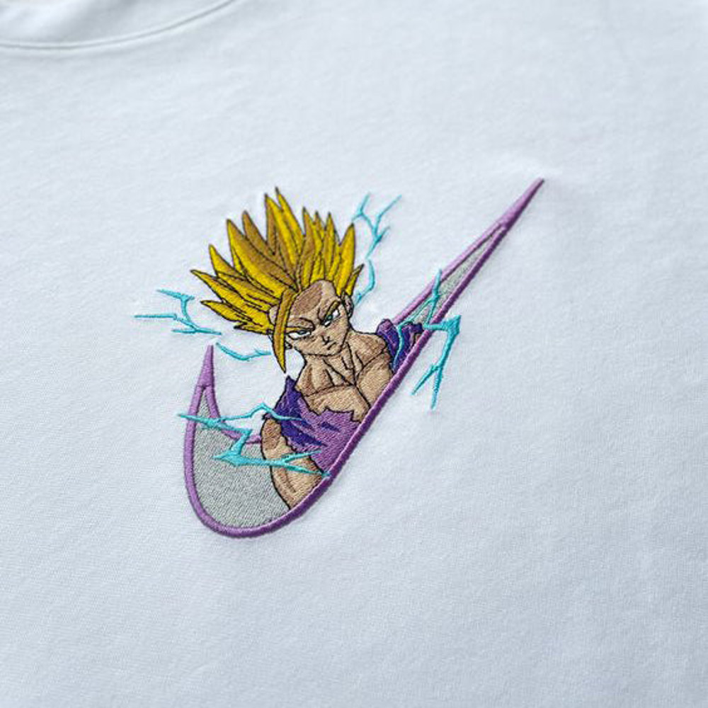 Dragonball Super Saiyan Gohan NIKE Embroidered Sweatshirt, Anime Embroider Sweatshirt, Dragonball Hoodie Embroidery.jpg