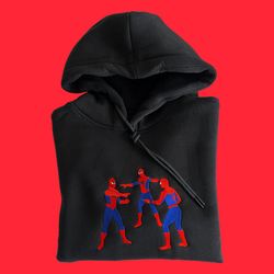 embroidered triple spiderman sweatshirt spiderman embroidery spiderman hoodies peter parker sweatshirt