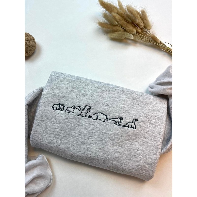 Dino Family Cute Dinosaur Embroidered Sweatshirt Inspired Crewneck Sweatshirt Christmas Xmas.jpg