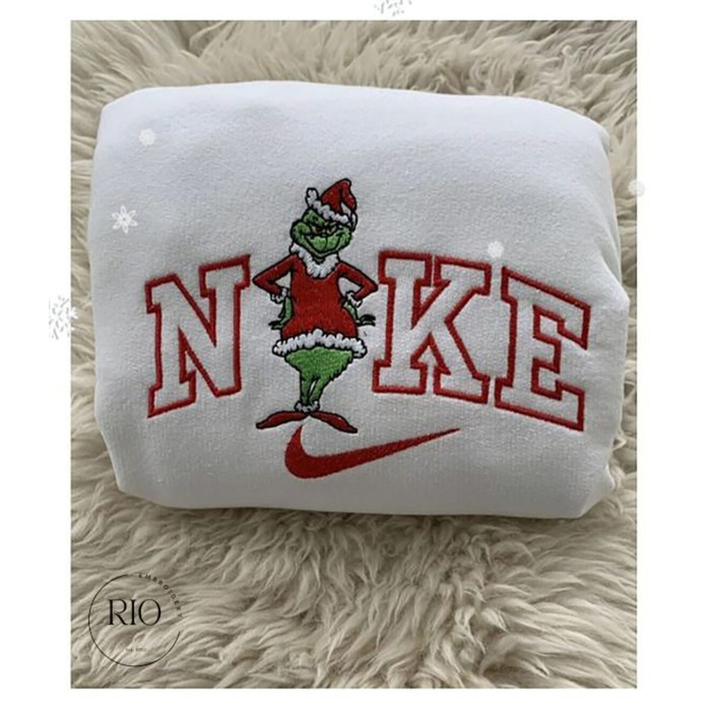 Grinch Snow Red Nike Embroidered Sweatshirt Christmas Xmas.jpg