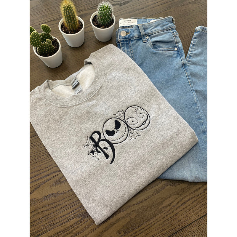 Halloween Boo Jack And Sally Embroidered Shirt, Halloween Embroidery T-Shirt, Halloween Embroidered Sweatshirt, Halloween Embroidered Polo Shirt.jpg
