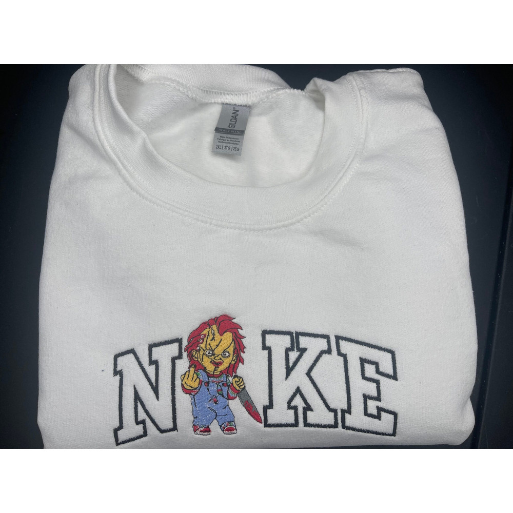 Halloween Chucky Nike Logo Embroidered Shirt, Chucky Embroidery T-Shirt, Chucky Embroidered Sweatshirt, Chucky Embroidered Polo Shirt.jpg