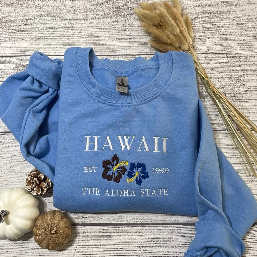 Hawaii Aloha Embroidered Sweatshirt, Pacific Sweatshirts, Aloha State Embroidery Crewneck.jpg