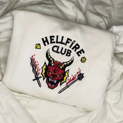 hellfire club embroidered shirt, stranger things embroidery t-shirt, stranger things embroidered sweatshirt, stranger th
