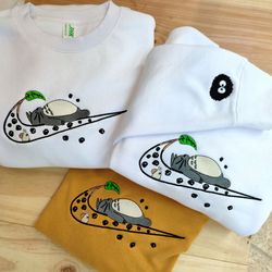 my neighbor totoro ni-ke logo embroidered sweatshirt, totoro embroidered t-shirt, totoro embroidery polo shirt