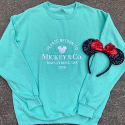 please return to mickey and co main street usa embroidered sweatshirt christmas xmas