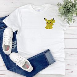 pokemon inspired pikachu shirt embroidered, pokemon shirt, pokemon cosplay, pokemon costume, pokemon t-shirt, cute pokem