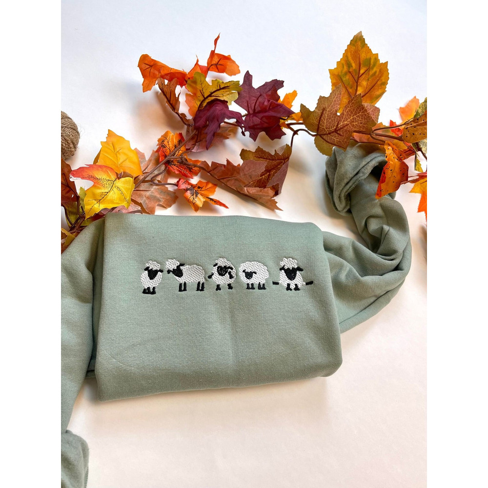 Sheep Embroidered Sweatshirt Inspired Crewneck Sweatshirt Christmas Xmas.jpg