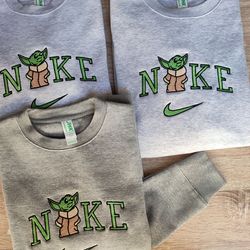 star wars darth green baby yoda ni-ke logo embroidered sweatshirt, star wars embroidered t-shirt, star wars embroidery p