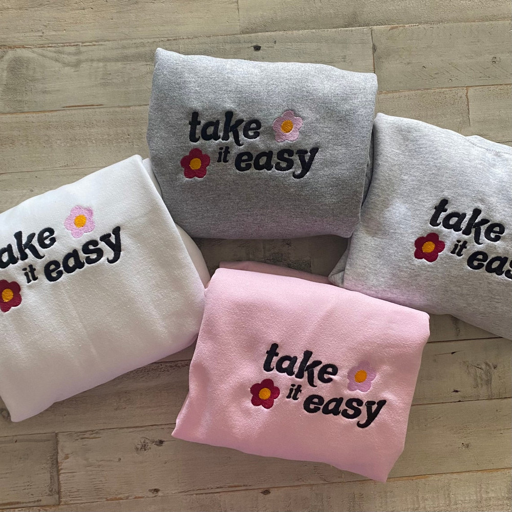 Take It Easy Cute Vintage Embroidered Sweatshirt Inspired Crewneck Sweatshirt Christmas Xmas.jpg