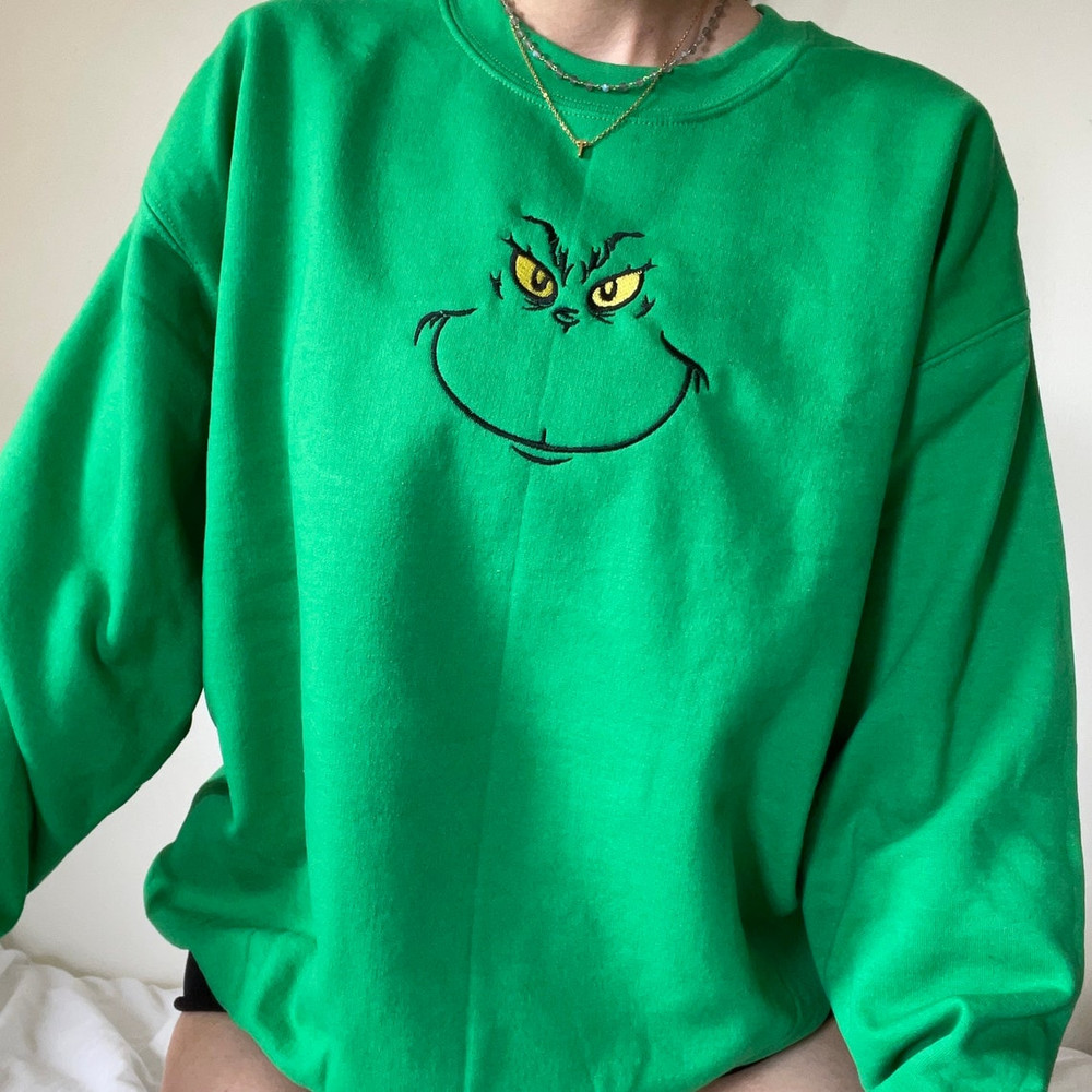 The Grinch Mr Grinch Trendy Cute Holiday Gift Embroidered Sweatshirt Inspired Crewneck Sweatshirt Christmas Xmas.jpg