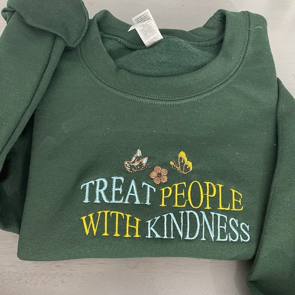 Treat People With Kindness Embroidered Sweatshirt Inspired Crewneck Sweatshirt Christmas Xmas.jpg