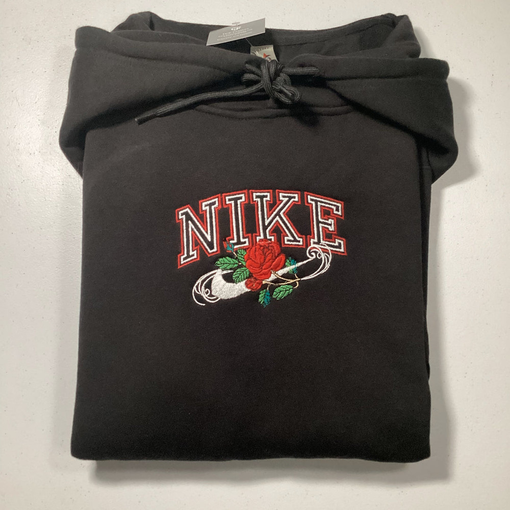 Valentines Day NIKE Rose Flower Embroidered Sweatshirt, Rose Embroider Sweatshirt, Valentine Annniversary Couple Matching Hoodie Embroidery.jpg