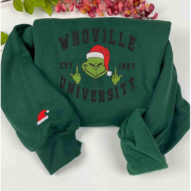 Whoville Grinch Fuk Hand Embroidered Sweatshirt Christmas Xmas.jpg