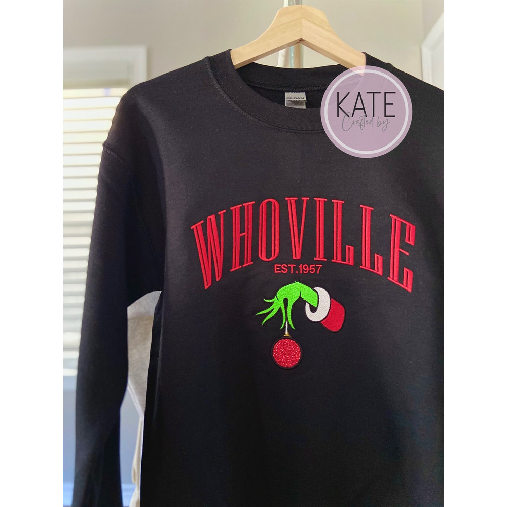 Whoville Grinch Hand With Christmas Bauble Embroidered Sweatshirt Christmas Xmas.jpg