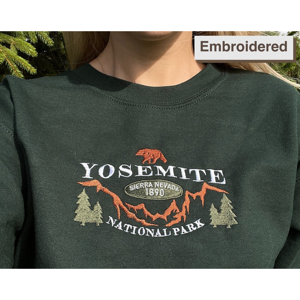 Yosemite National Park Sierra Nevada Mountain Bear Embroidered Sweatshirt Inspired Crewneck Sweatshirt Christmas Xmas.jpg