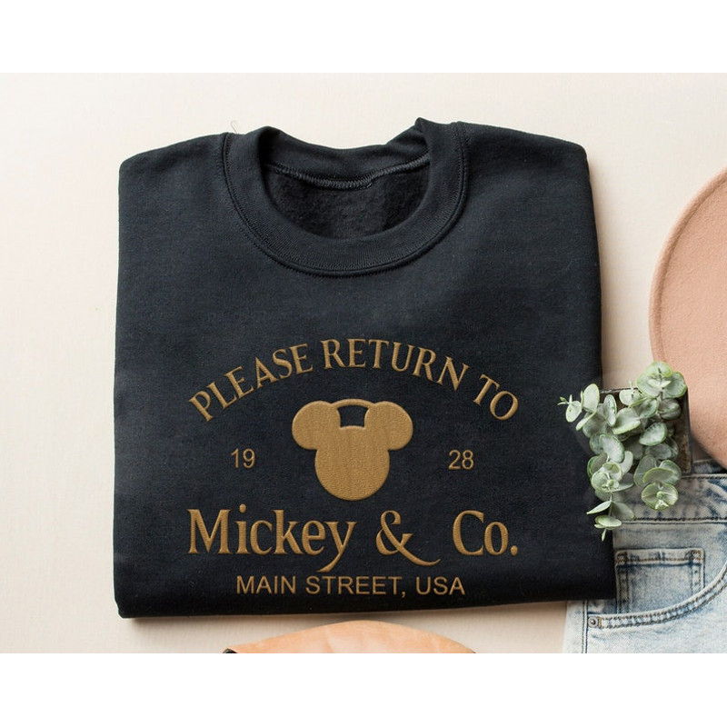 Embroidered Please Return to Mickey and Co Main Street USA Sweatshirt, Disney Mickey Mouse Head Shirt, Disneyland Family Trip, Birthday Gift3.jpg