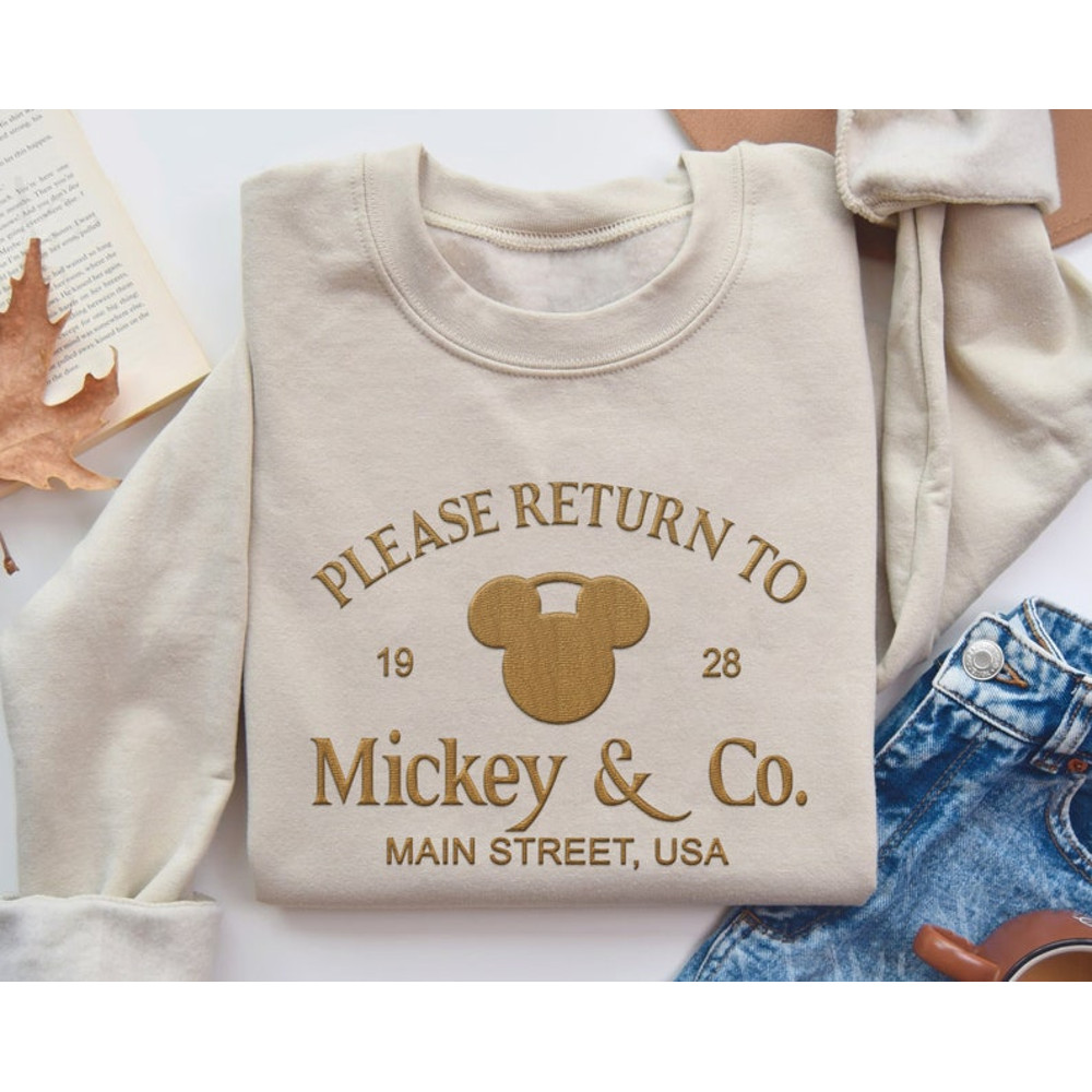 Embroidered Please Return to Mickey and Co Main Street USA Sweatshirt, Disney Mickey Mouse Head Shirt, Disneyland Family Trip, Birthday Gift4.jpg