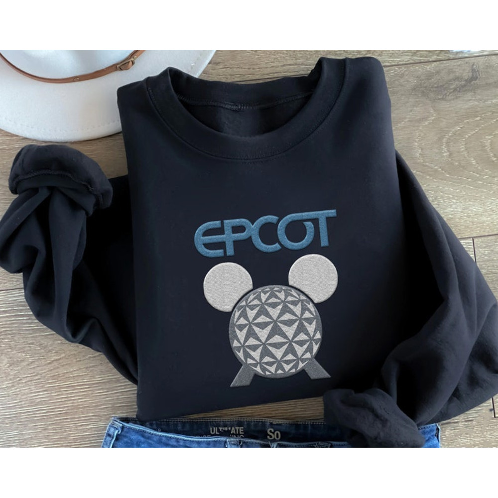Embroidered Mickey Mouse Head World Traveler Sweatshirt, Disney Epcot Shirt, Disneyland Family Vacation, Walt Disney World, Birthday Gift2.jpg