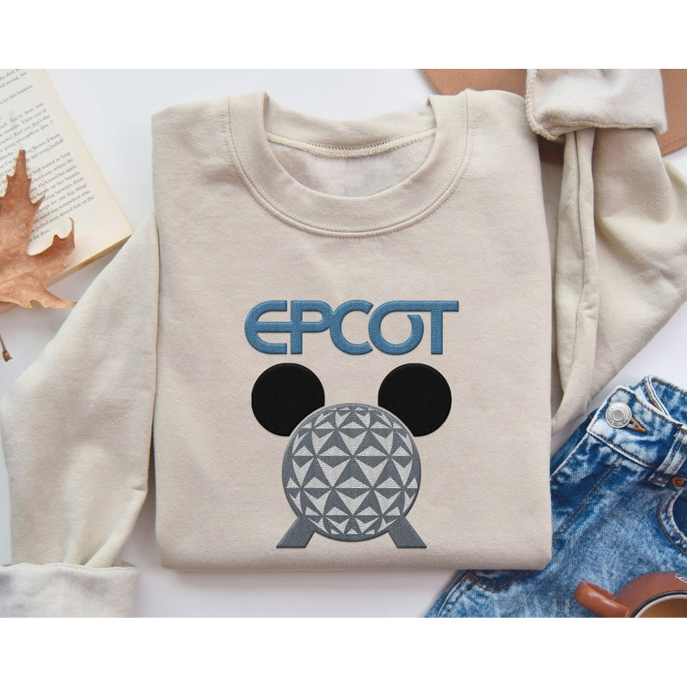 Embroidered Mickey Mouse Head World Traveler Sweatshirt, Disney Epcot Shirt, Disneyland Family Vacation, Walt Disney World, Birthday Gift3.jpg