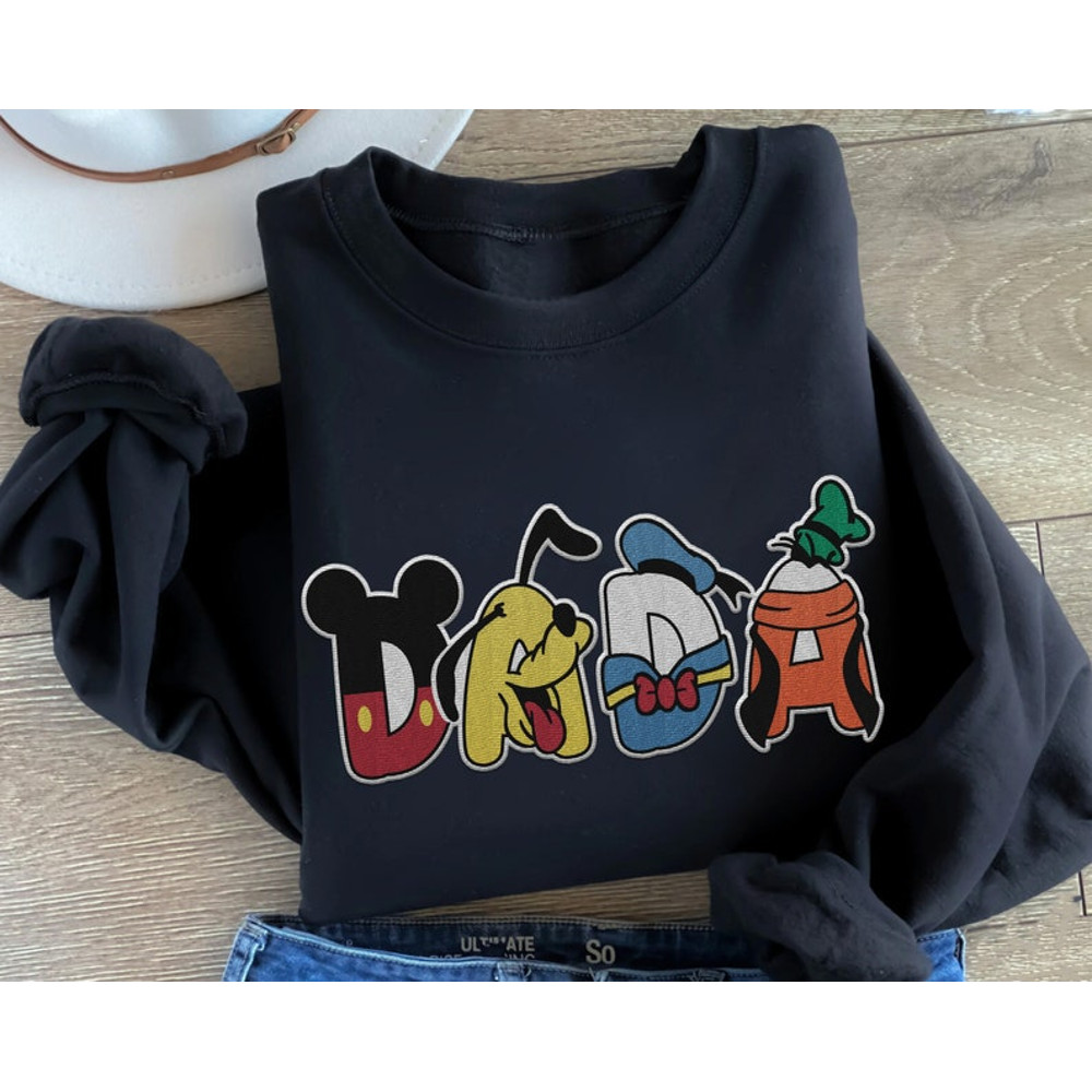 Embroidered Custom Name Disney Dad Sweatshirt, Mickey And Friends Shirt, Donald Goofy Pluto, Father's Day Gift, New Dad Embroidery Shirt2.jpg