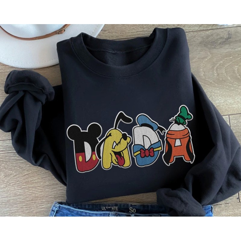 Embroidered Custom Name Disney Dad Sweatshirt, Mickey And Friends Shirt, Donald Goofy Pluto, Father's Day Gift, New Dad Embroidery Shirt2.jpg