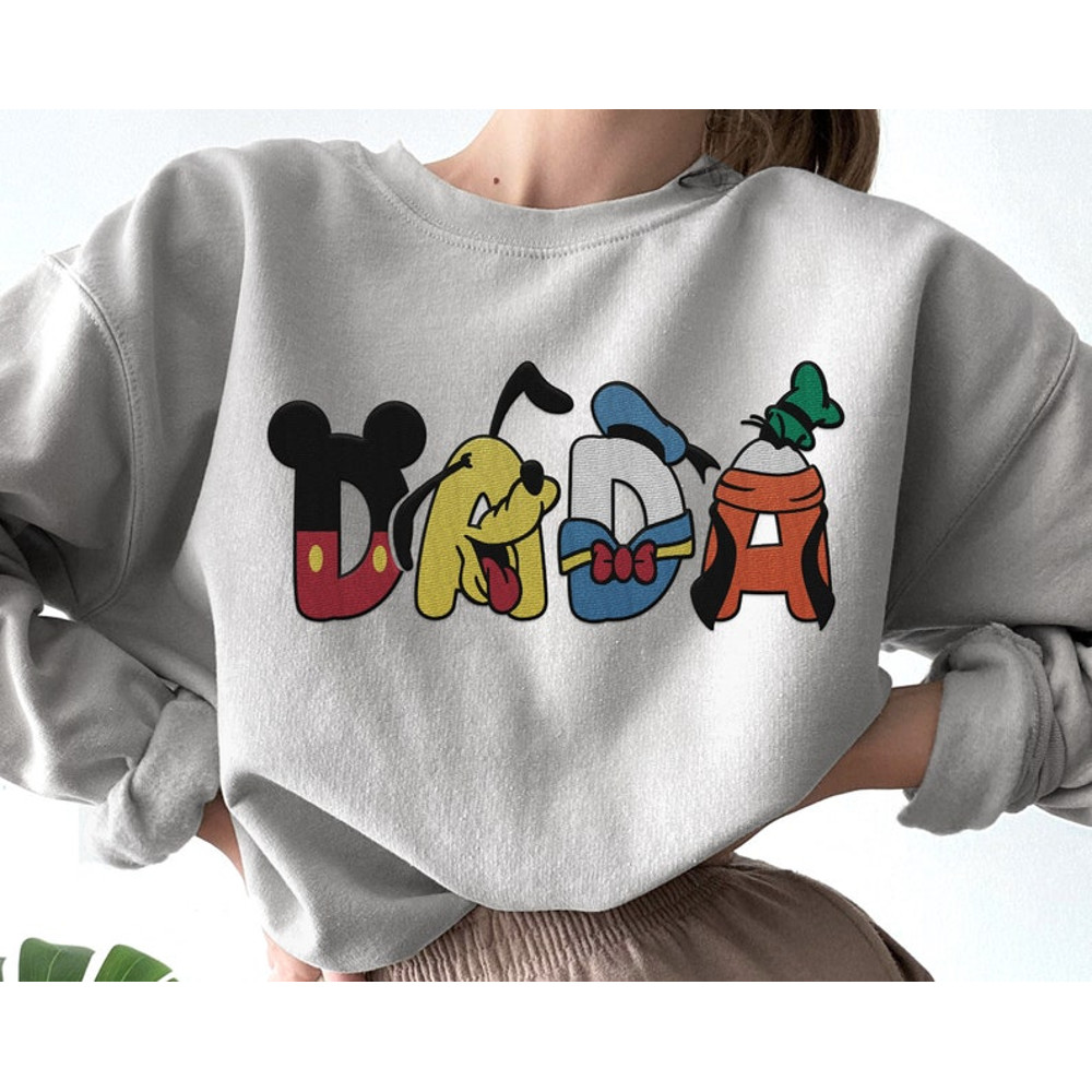 Embroidered Custom Name Disney Dad Sweatshirt, Mickey And Friends Shirt, Donald Goofy Pluto, Father's Day Gift, New Dad Embroidery Shirt3.jpg
