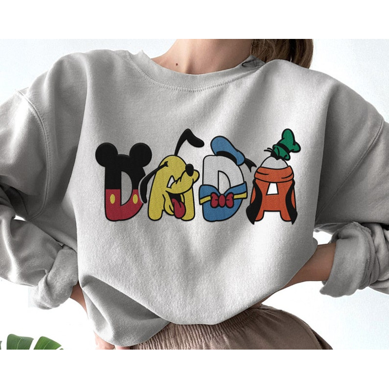 Embroidered Custom Name Disney Dad Sweatshirt, Mickey And Friends Shirt, Donald Goofy Pluto, Father's Day Gift, New Dad Embroidery Shirt3.jpg