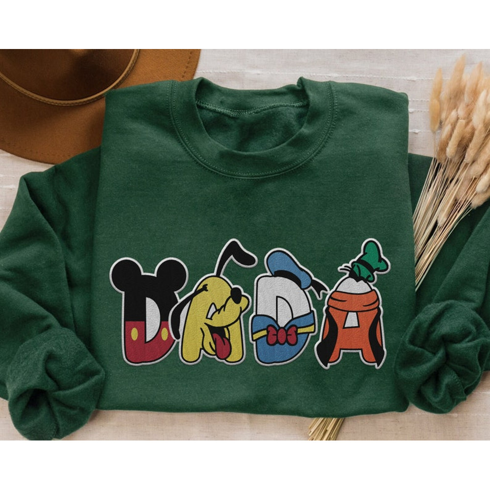 Embroidered Custom Name Disney Dad Sweatshirt, Mickey And Friends Shirt, Donald Goofy Pluto, Father's Day Gift, New Dad Embroidery Shirt4.jpg