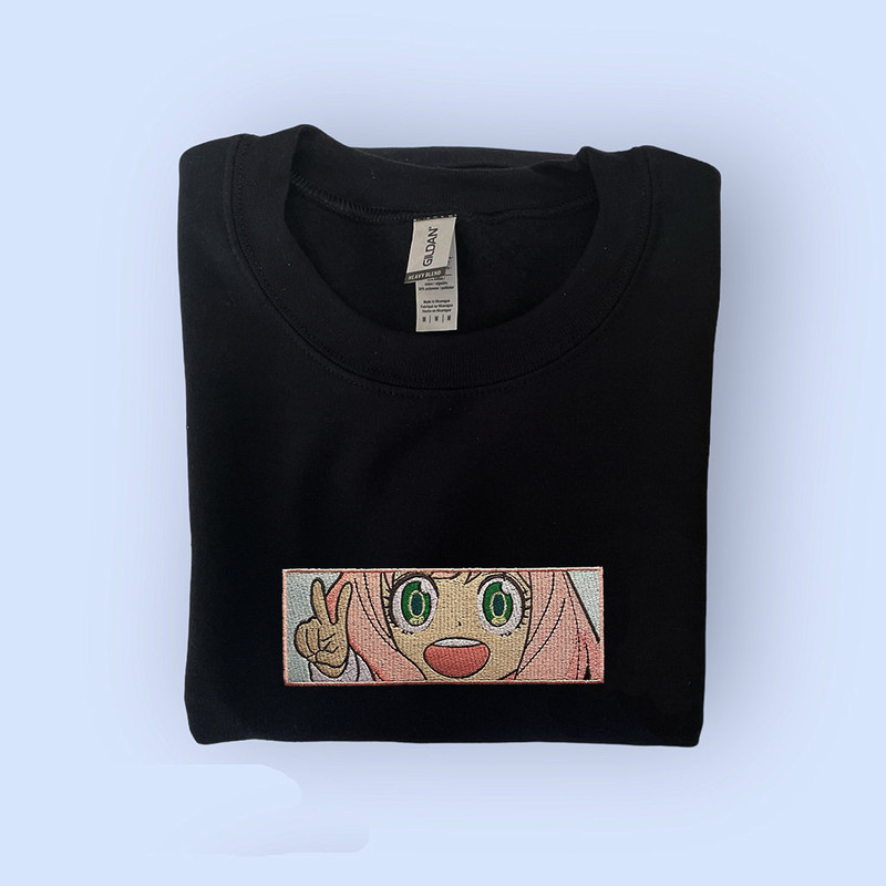 Anime Embroidered Hoodie  Anime Embroidery SweatShirt  Embroidered Apparel  Anya Forger  Anime  Spy  Cute Anime Sweater.jpg