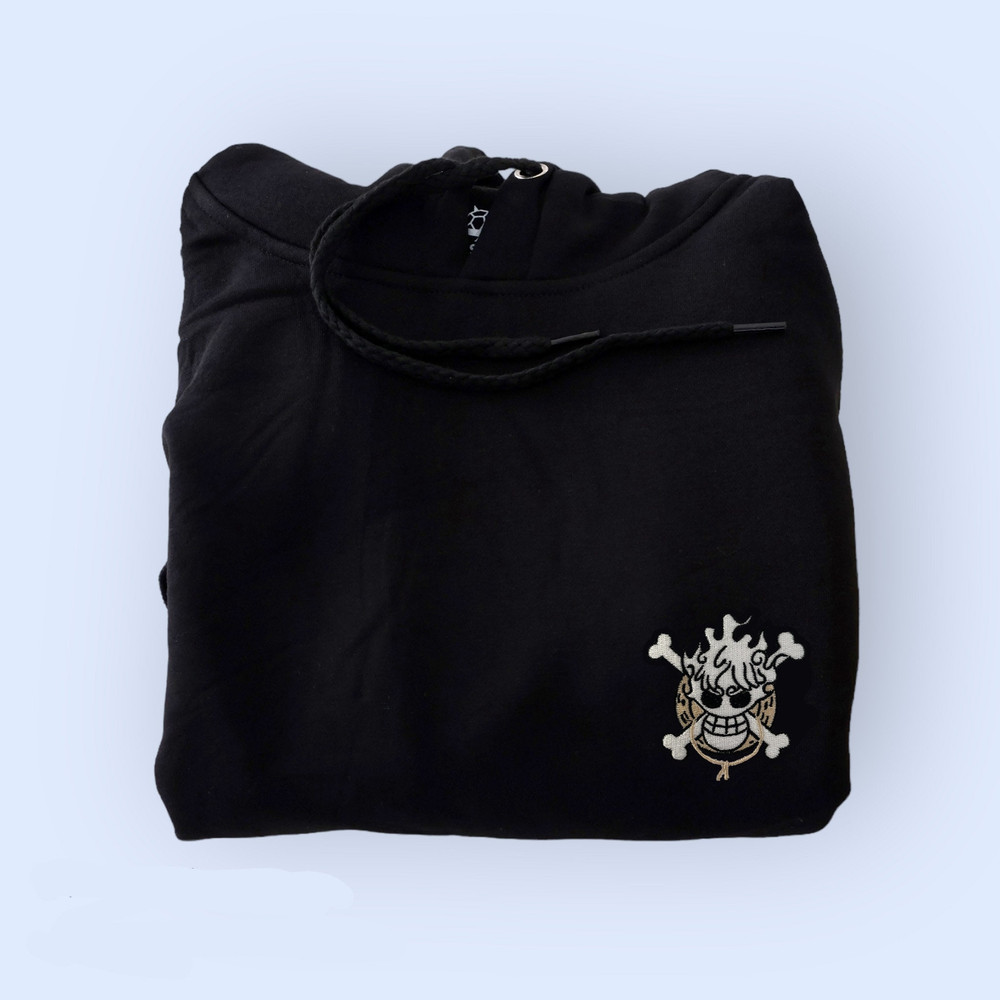 Anime Embroidered Hoodie  Anime Embroidery SweatShirt  Embroidered Apparel  Minimalist Anime  Monkey D Luffy  Pirates  Logo.jpg