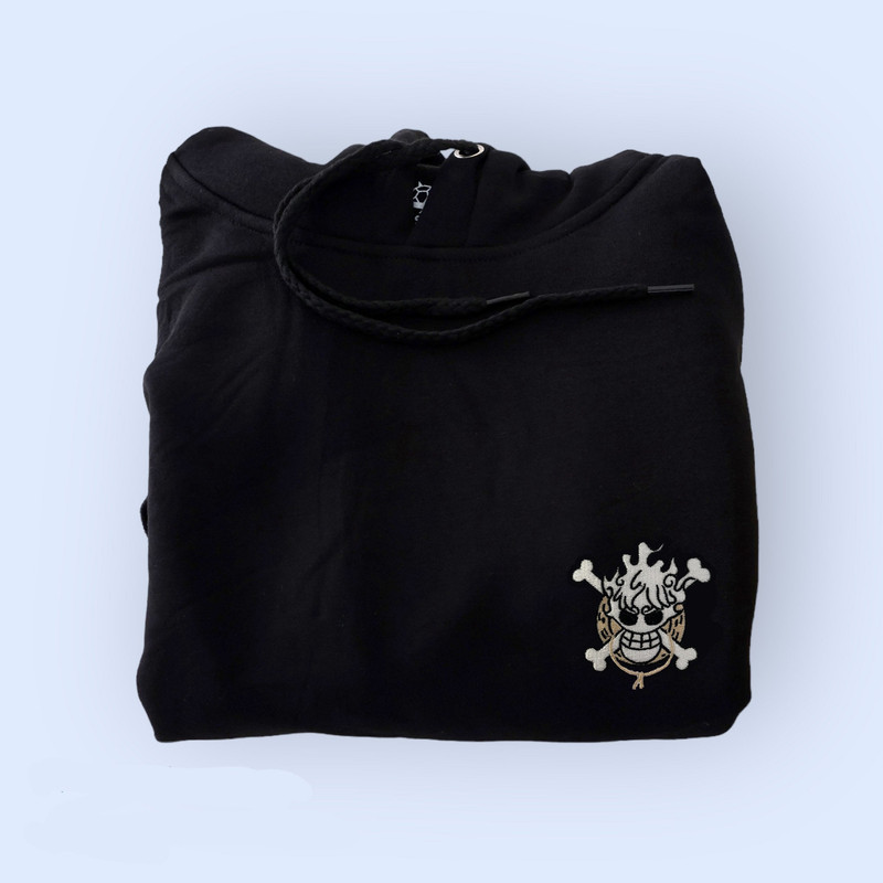 Anime Embroidered Hoodie  Anime Embroidery SweatShirt  Embroidered Apparel  Minimalist Anime  Monkey D Luffy  Pirates  Logo.jpg