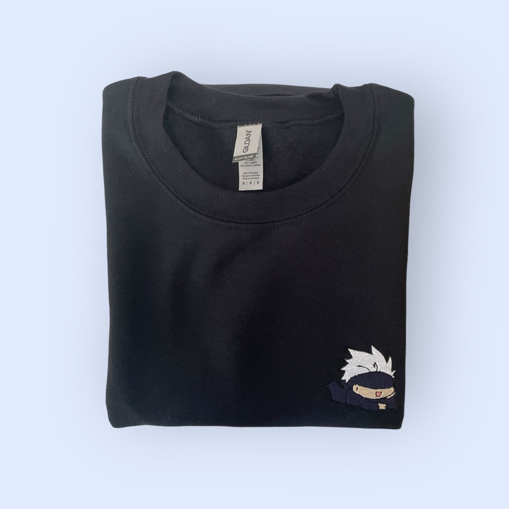 Anime Embroidered Shirt Hoodie - Anime TShirt - Anime Embroidered Tee - JJK - Embroidered SweatShirt - Minimalist Gojo.jpg