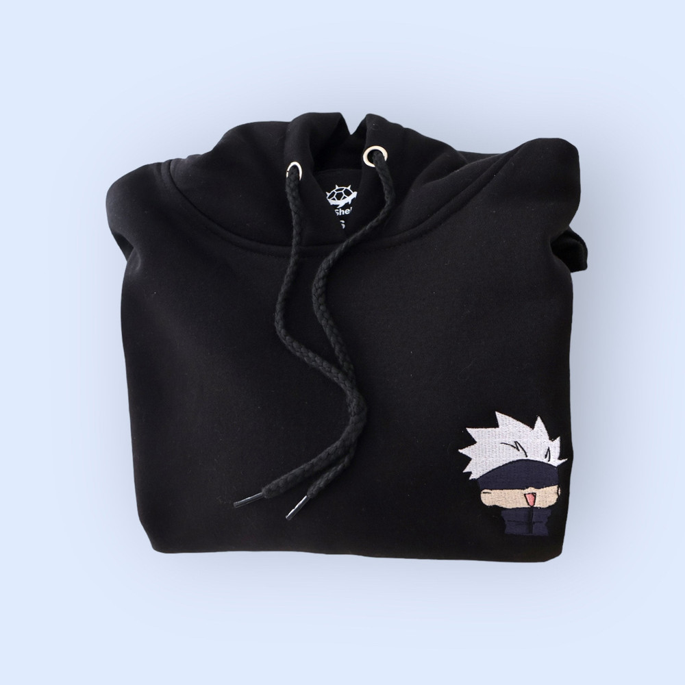 Anime Embroidered Shirt Hoodie - Anime TShirt - Anime Embroidered Tee - JJK - Embroidered SweatShirt - Minimalist Gojo 1.jpg