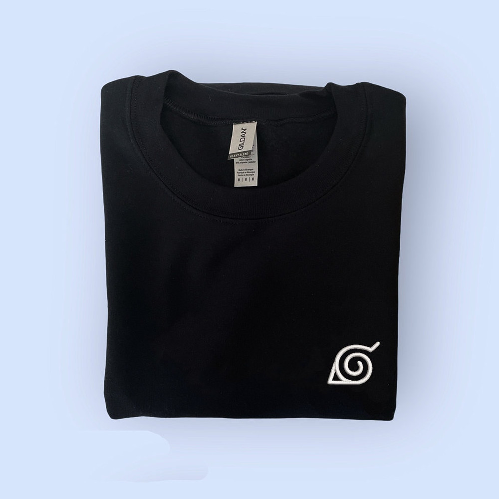Anime Shirt - Hoodie - Embroidered Anime Shirt Hoodie - Minimalist- Anime T Shirt - Anime Hoodie - Konoha - Hidden Leaf Village.jpg