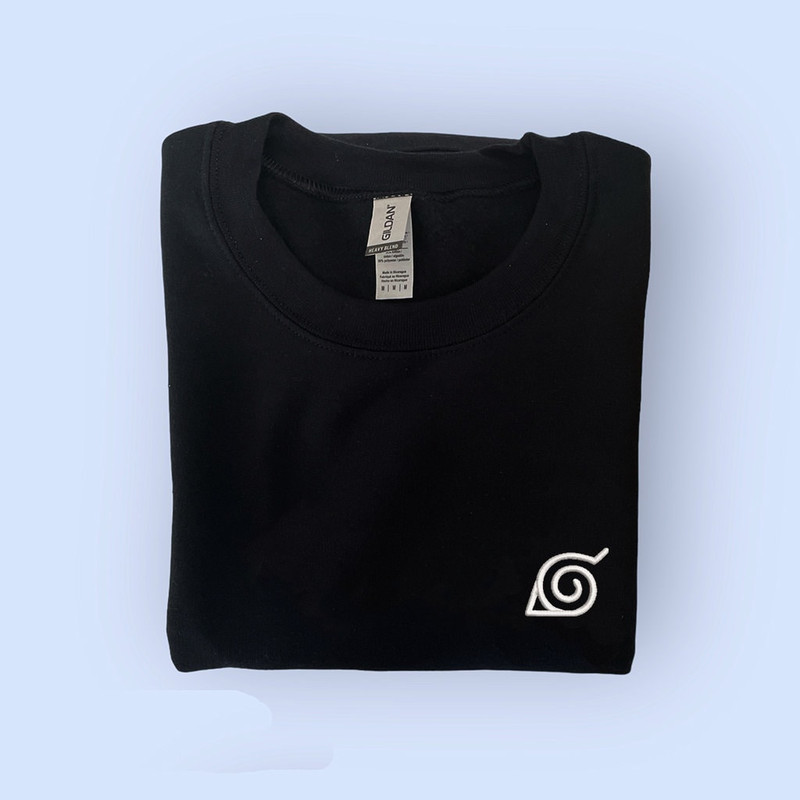 Anime Shirt - Hoodie - Embroidered Anime Shirt Hoodie - Minimalist- Anime T Shirt - Anime Hoodie - Konoha - Hidden Leaf Village.jpg