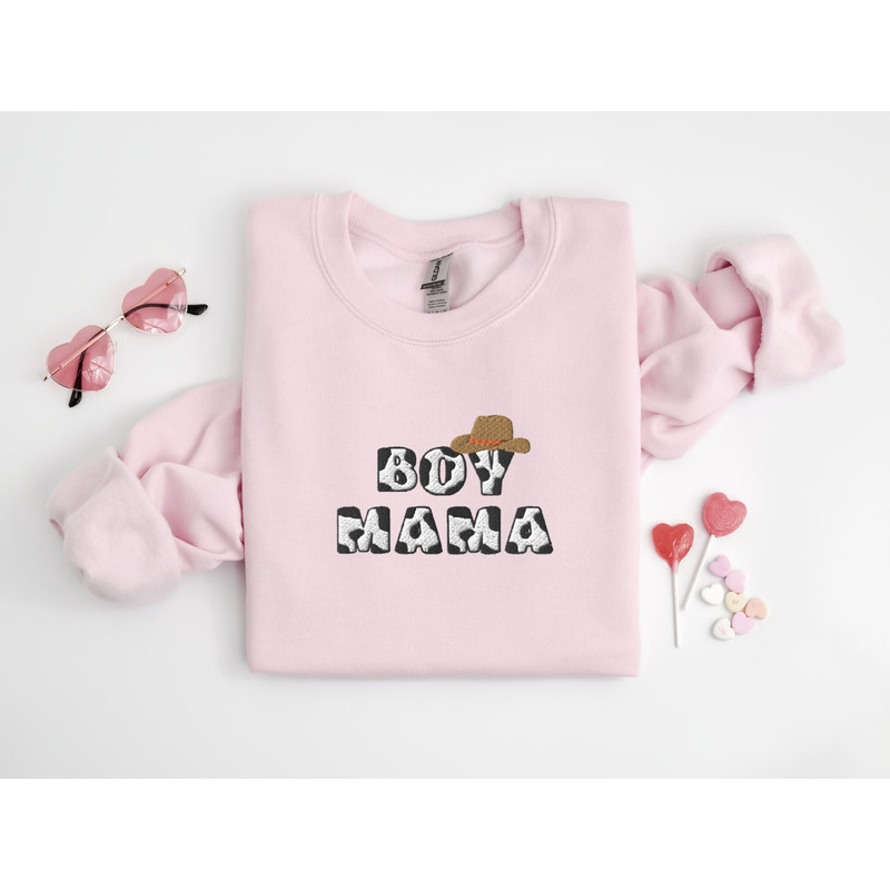 Embroidered Boy Mama Cowboy Hat Sweatshirt, Embroidered Boy Mama Cow Print Shirt, Boy Mom Retro Western Sweater, Birthday gift mothers day.jpg