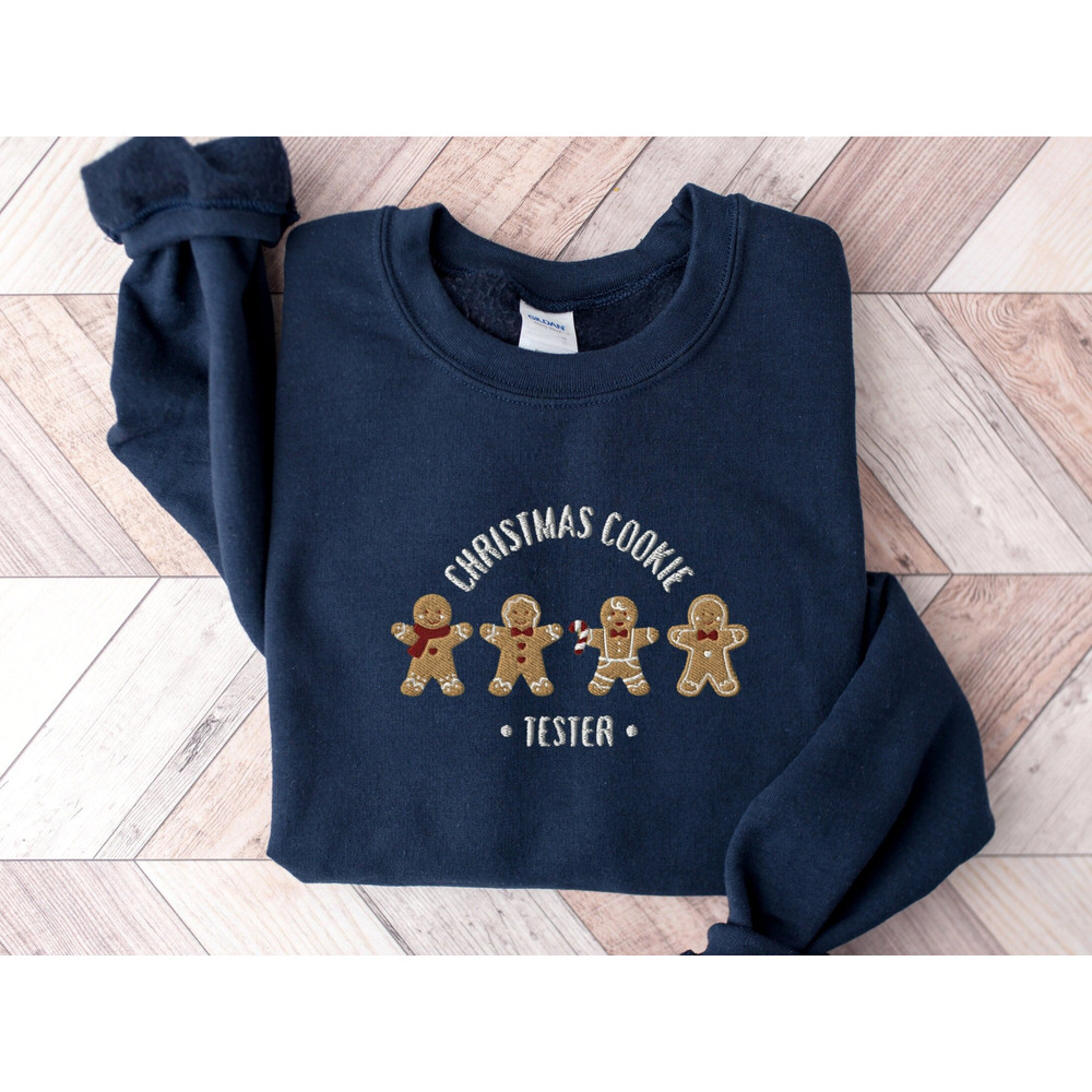 Embroidered Christmas Cookie Tester Sweatshirt, Couples Christmas sweatshirt Christmas cookie baker tester Matching sweater best friend gift 1.jpg