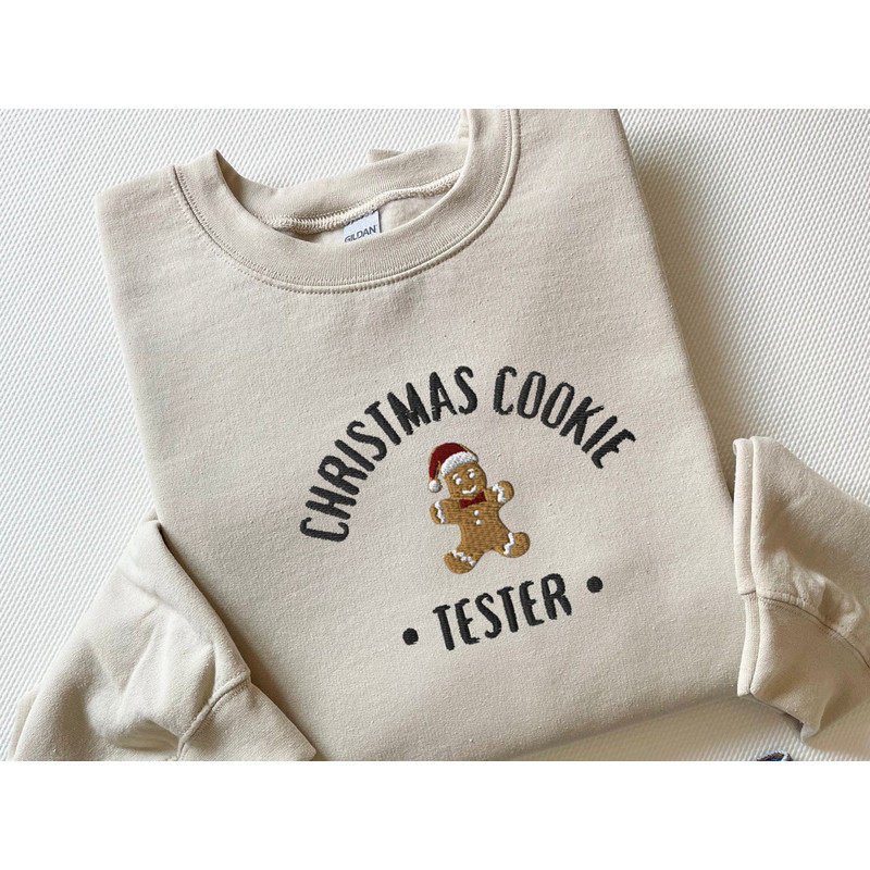 Embroidered Christmas Cookie Tester Sweatshirt, Couples Christmas sweatshirt Christmas cookie baker tester Matching sweater best friend gift.jpg