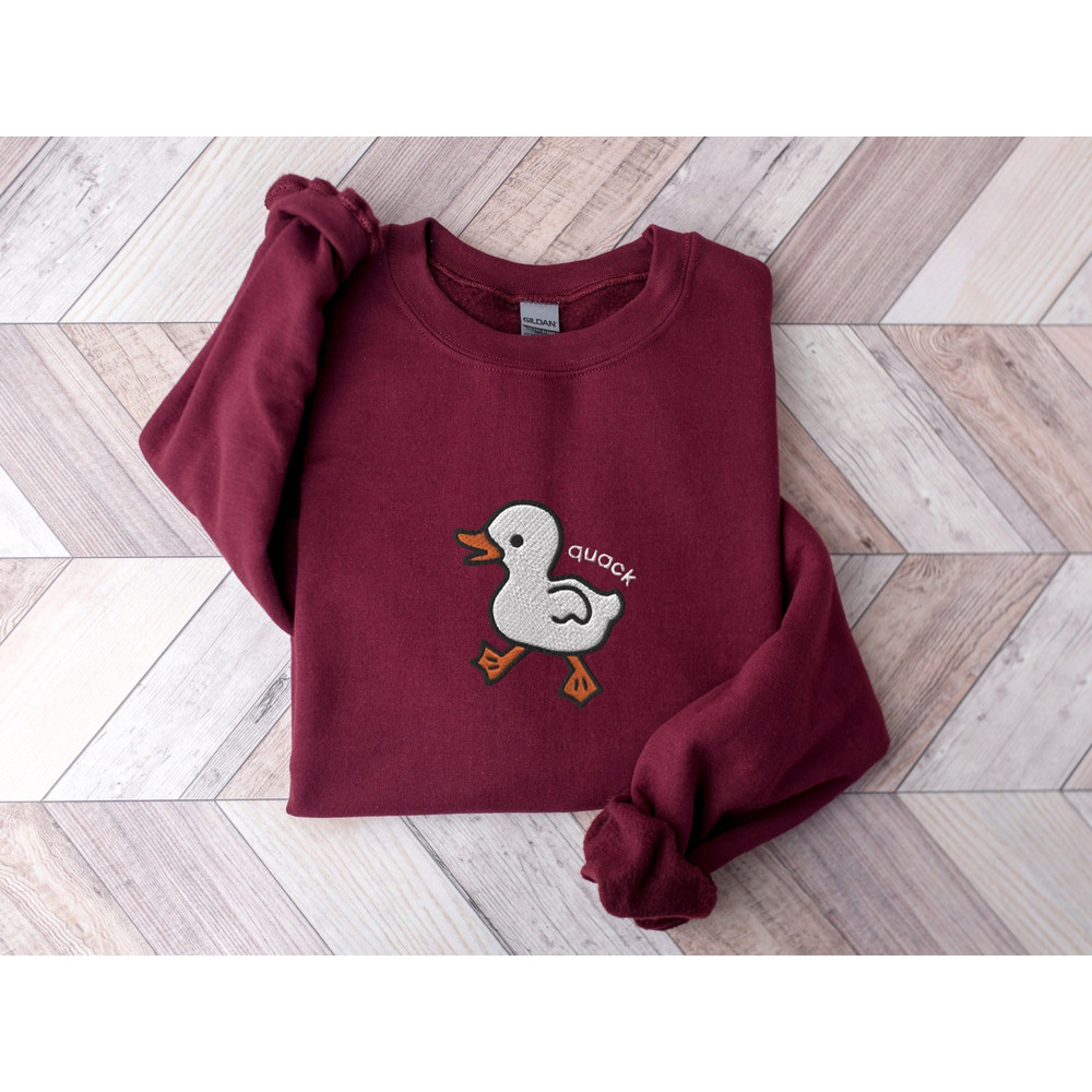 Embroidered Duck Quack Sweatshirt, Embroidered Lucky Duck Crewneck Sweater, Silly Goose Shirt, Funny Shirt, Farm Spirit Animal Shirt Gifts 2.jpg