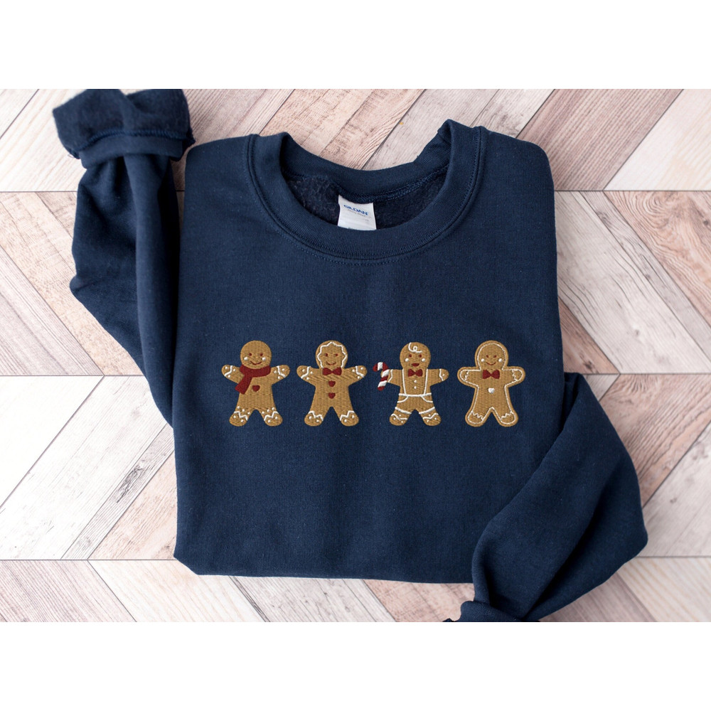 Embroidered Gingerbread Cookies Sweatshirt, Gingerbread Christmas Embroidered Sweatshirt, Christmas Sweatshirt, Funny Christmas, Xmas Gift 1.jpg