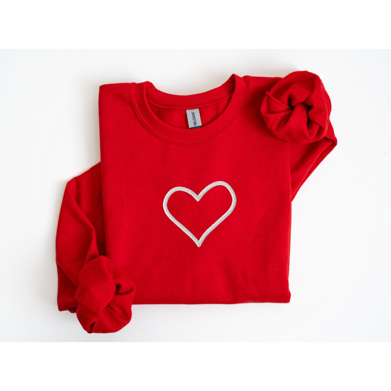 Embroidered Heart Sweatshirt, Unisex Heart Sweatshirt, Heart Shirt, Valentine's Day Sweatshirt Embroidered Crewneck Heart Shirt Gift for Her.jpg