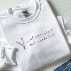 Embroidered Lavender Haze T.S. Sweatshirt  Y2K Embroidered Crewneck Music Merch, Midnights Shirt, gift for her, lyrics s